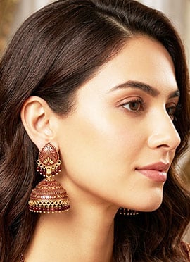 Majestic Maroon Beaded Jhumka