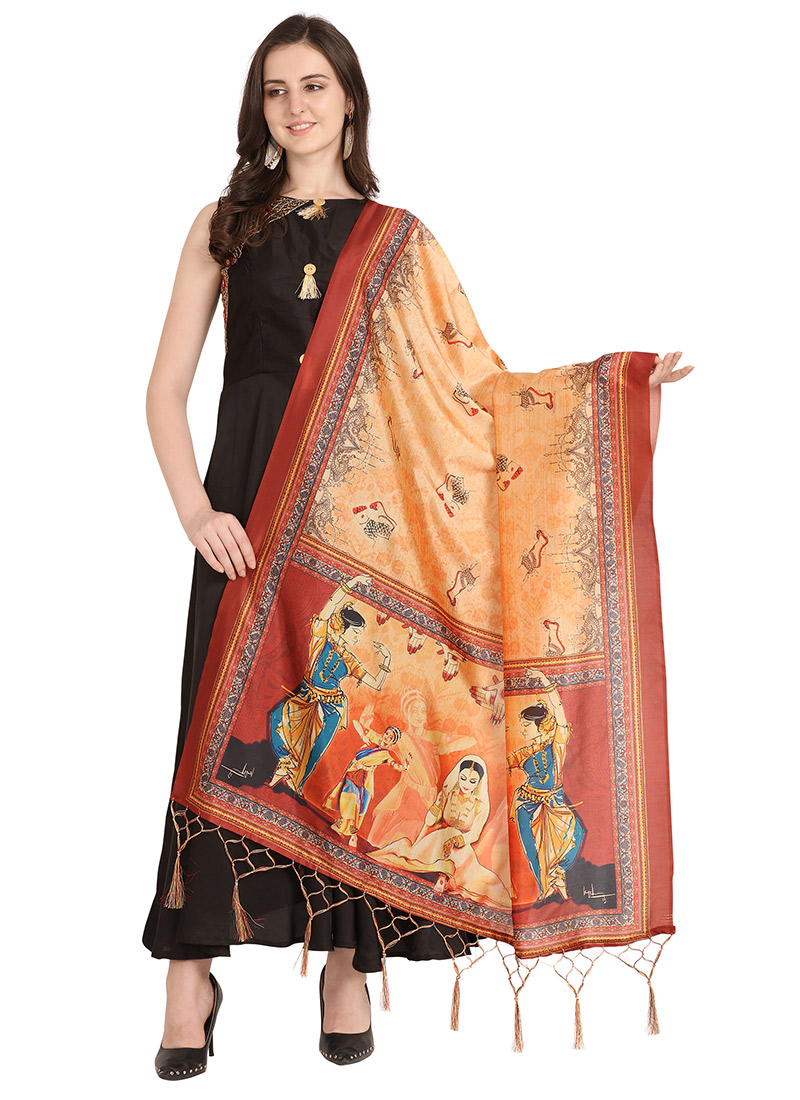 Majestic Mirage Silk Blend Printed Dupatta Mirage After Six Wear-DPSKI039