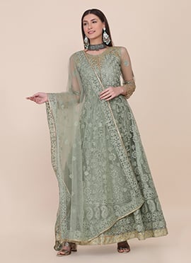Majestic Net Embroidered Anarkali Suit