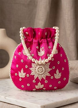 Majestic Rani  Silk Beads Moti Potli Bag