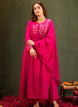 Majestic Rani Viscose Silk Embroidered Straight Pant Suit