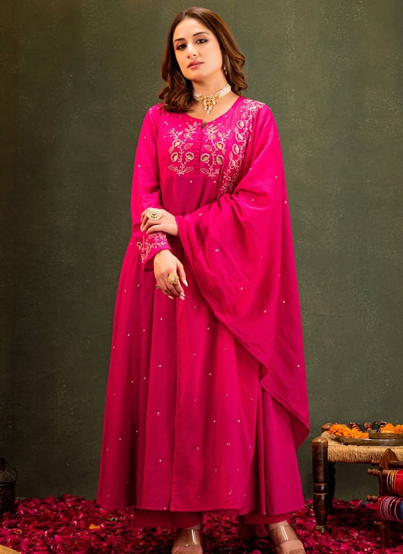 Majestic Rani Viscose Silk Embroidered Straight Pant Suit After Six Wear