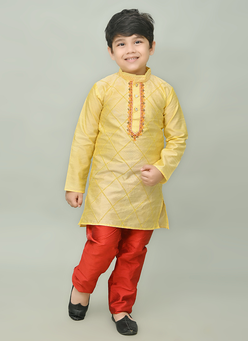 Majestic Silk Dupion Kids Boys Kurta Pyjama