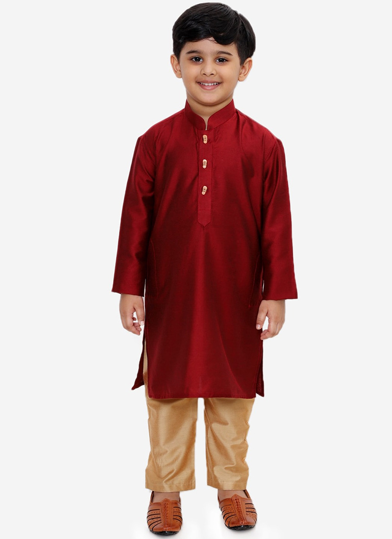 Majestic Silk Dupion Kids Boys Kurta Pyjama Party Wear