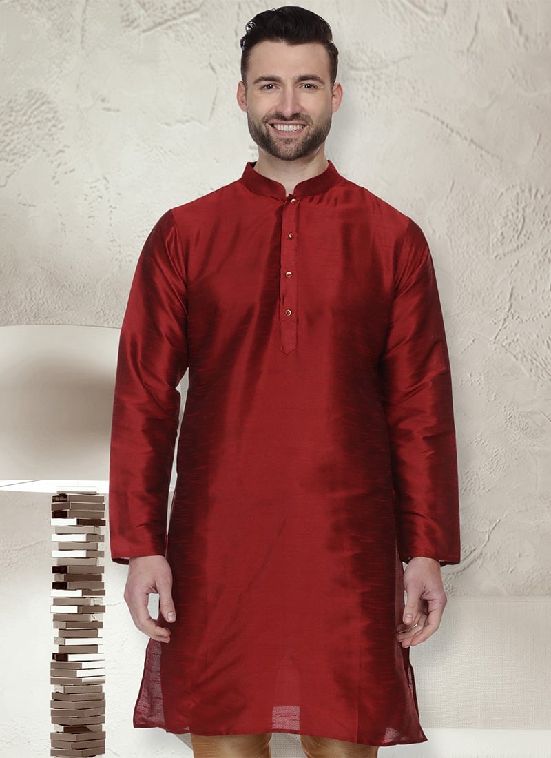 Maroon art Silk Kurta