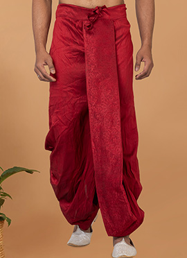 Maroon Art Silk Dhoti Pant