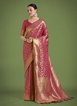 Maroon Banarasi Silk Zari Woven Saree