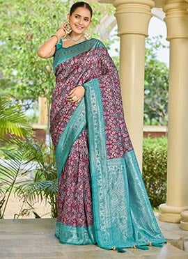 Maroon Bararasi Silk Zari Woven Saree