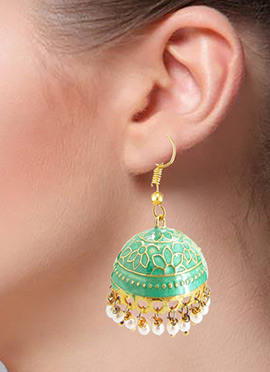 Maroon Beads Meenakari Jhumka