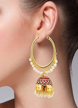 Maroon Beads Meenakari Jhumka