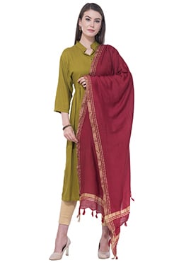 Maroon Blended Cotton Dupatta