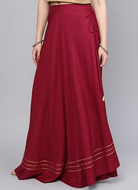 Maroon Blended Cotton Skirt