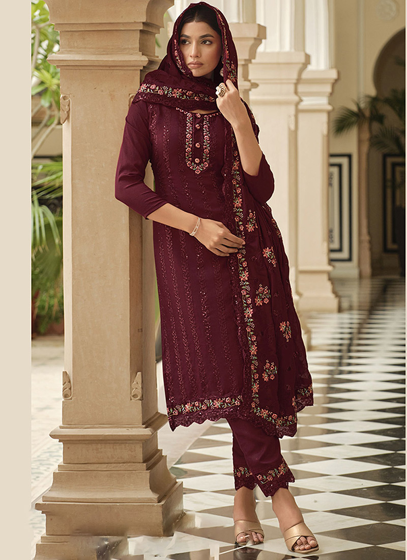 Pink Chinon Pant Suit main image 1