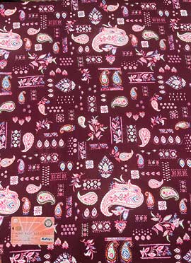 Maroon Color Digital Print Kota Silk Fabric