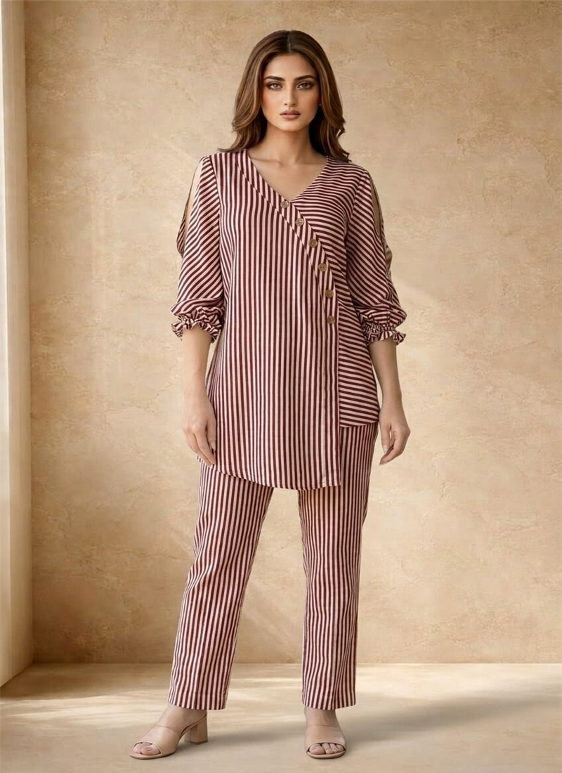 Maroon Cotton Printed Kurta Pant Set  After Six Wear