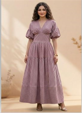 Maroon Cotton Printed Tiered Maxi Dress