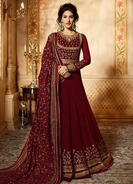 maroon colour anarkali