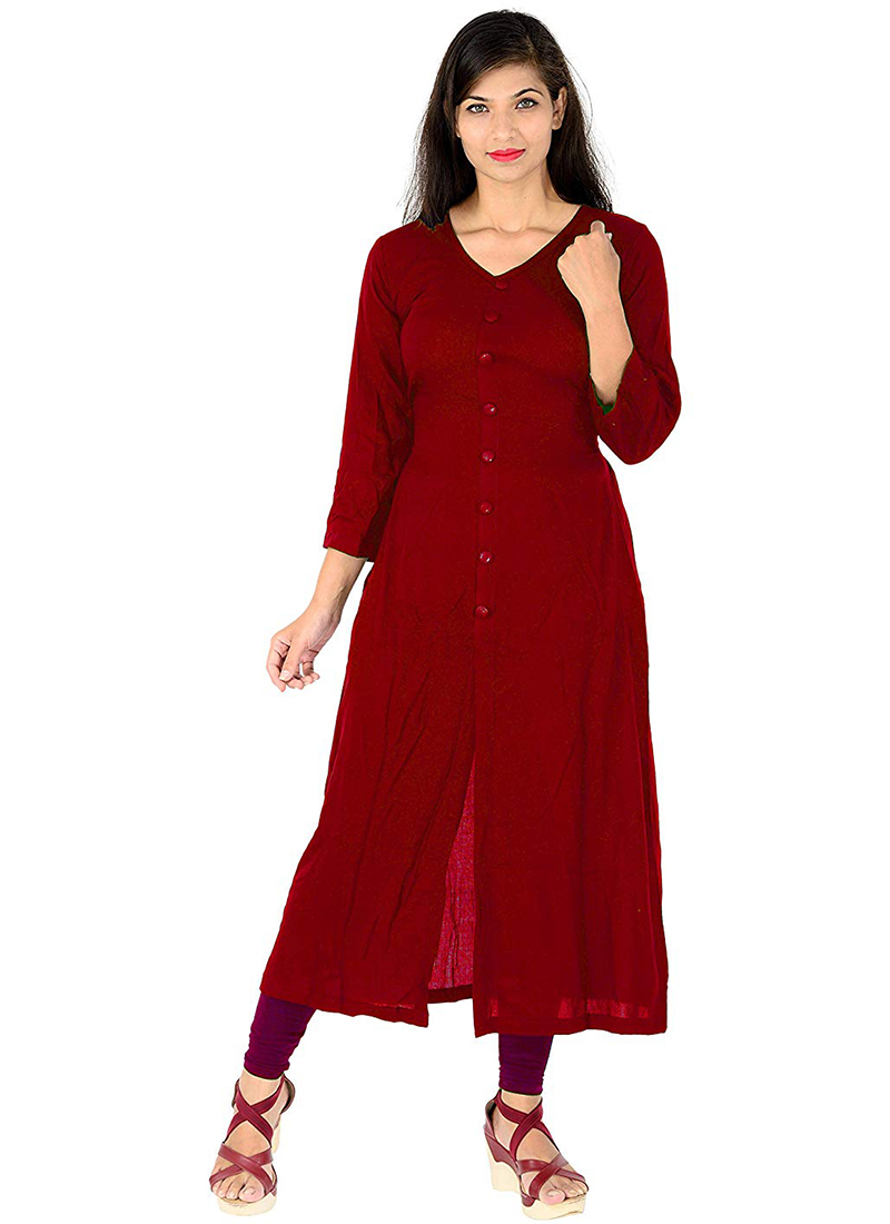 Maroon Embroidered Kurti