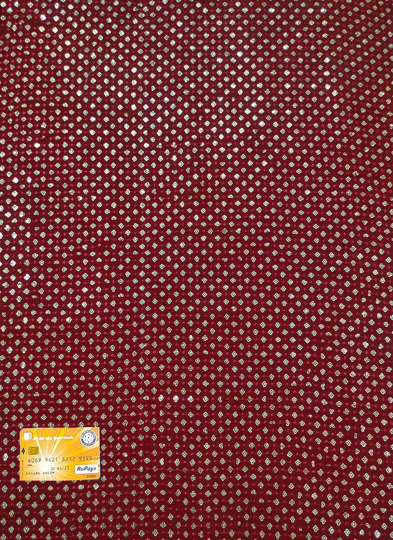 Maroon Faux Georgette Embroidered Sequins Fabric