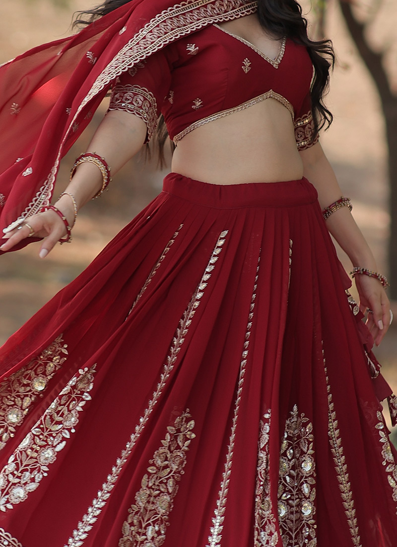 Fawn Color Sequins Georgette Lehenga