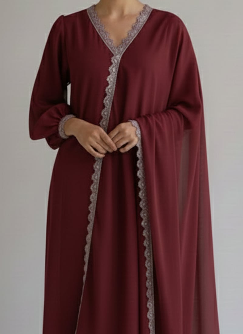 Maroon Faux Georgette Pant Straight main image 1