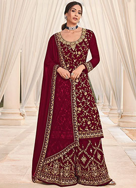 maroon suit combination ladies