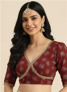 Maroon Georgette Printed Blouse