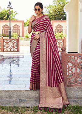 Maroon Georgette Zari Woven Saree