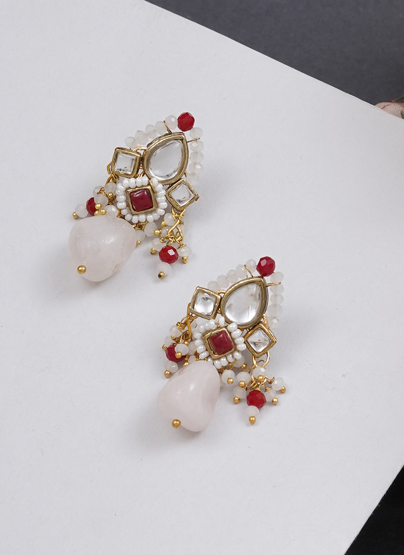Maroon Kundan And Beads With Moti Drops Festive Wear