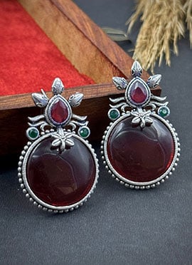 Maroon Kundan Drops