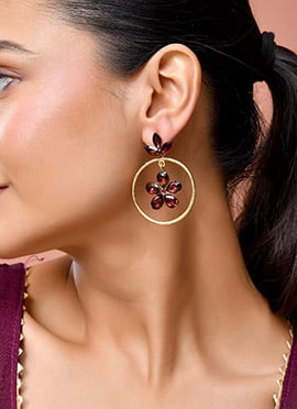 Maroon Kundan Drops
