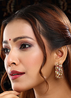 Maroon Kundan Hoops