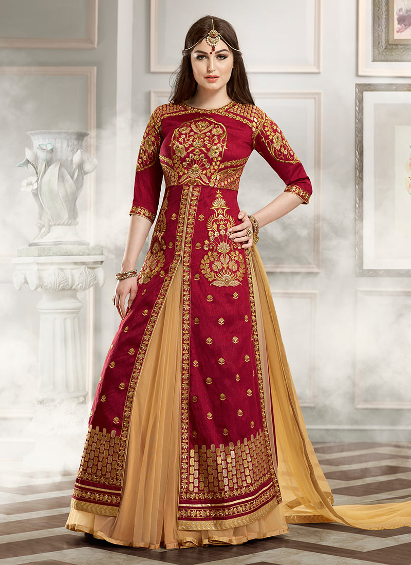maroon long choli umbrella lehenga ghsvnt1804 u