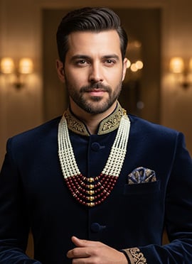 Maroon Moti Men Necklace