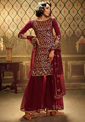 Maroon Sharara Suit Online: Latest 