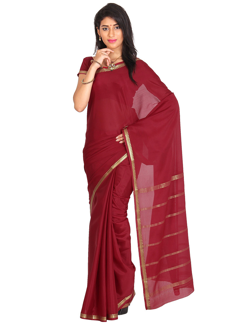 Red Mysore Silk Saree Blouse Designs