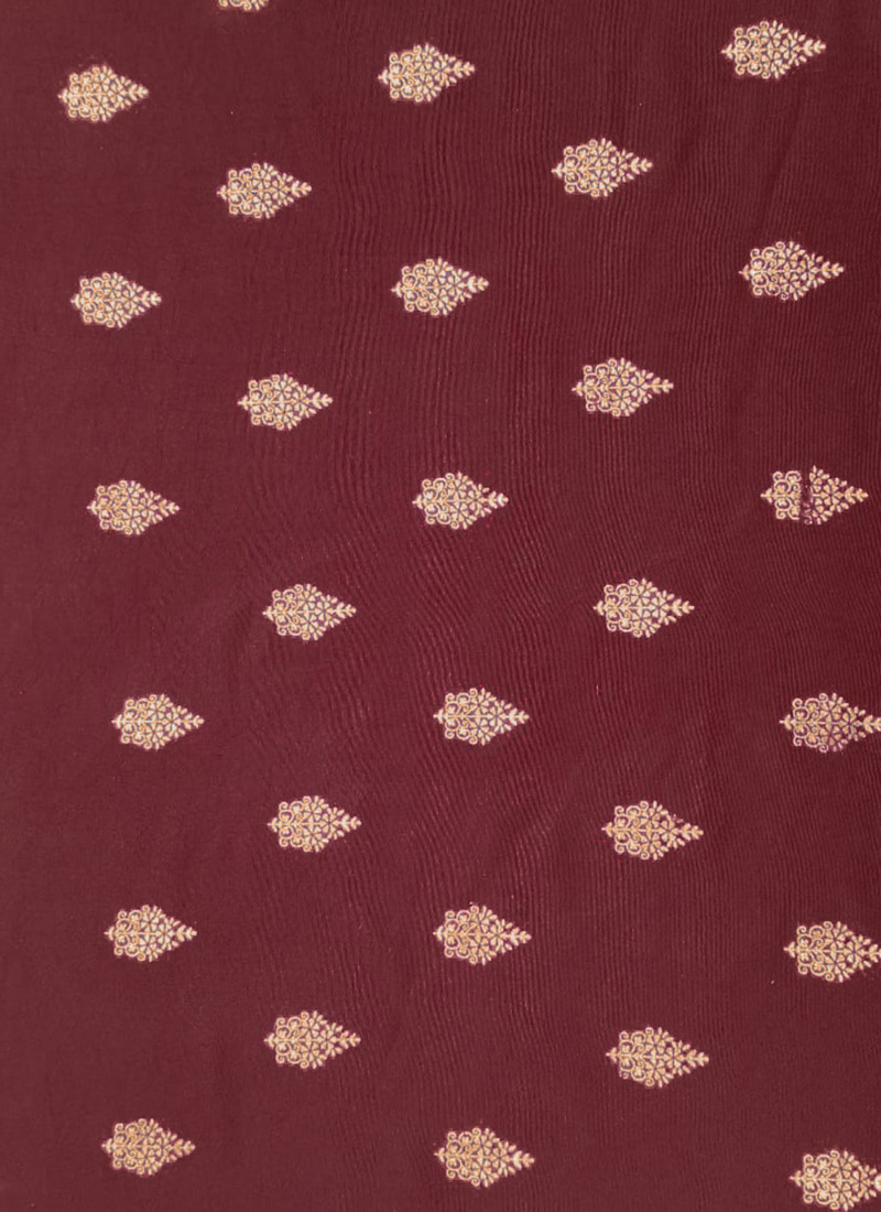 Maroon Rayon Foil Print Fabric