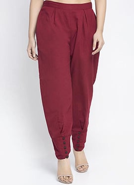 Maroon Rayon Straight Pant