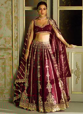 Maroon Silk Intricate Gota Work Gorgeous Lehenga