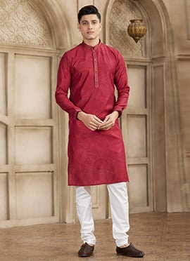 Maroon Silk Kurta Pyjama