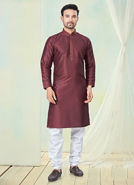 Maroon Silk Kurta Pyjama
