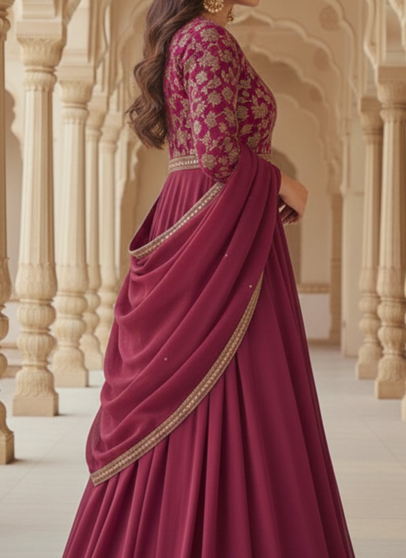 Wine Maroon Anarkali Suit | Festive & Wedding Wear | Anarkali Dress For Women | Anarkali Suit Party Wear main image 0