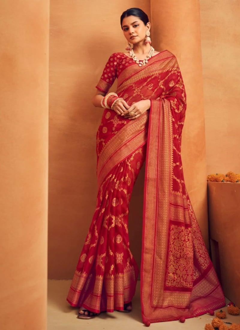 Maroon Soft Cotton Silk Zari Work Saree Festive Wear