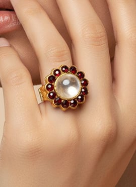 Maroon Stones Kundan Ring