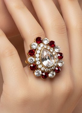 Maroon Stones Kundan Ring