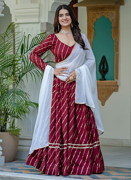 Maroon Vichitra Silk Embroidered Sequins Lehenga
