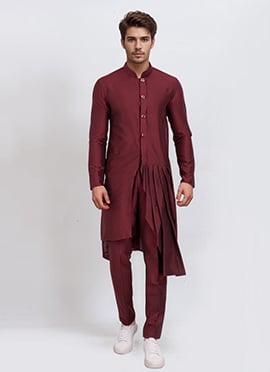 Maroon Viscose Kurta Pyjama