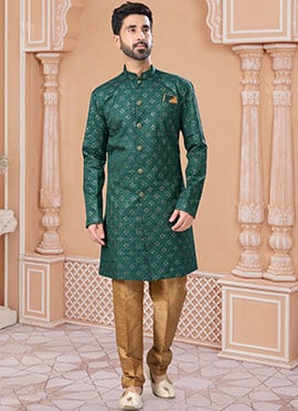 Marvellous Banarasi Jacquard Silk Indowestern Sherwani
