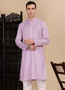 Mauve Cotton Textured Kurta