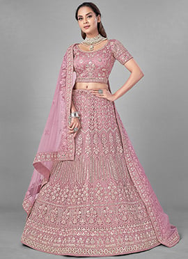 Mauve Georgette A Line Lehenga